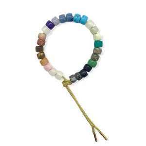 Multicolor Gemstone Bracelet with Gold Cord